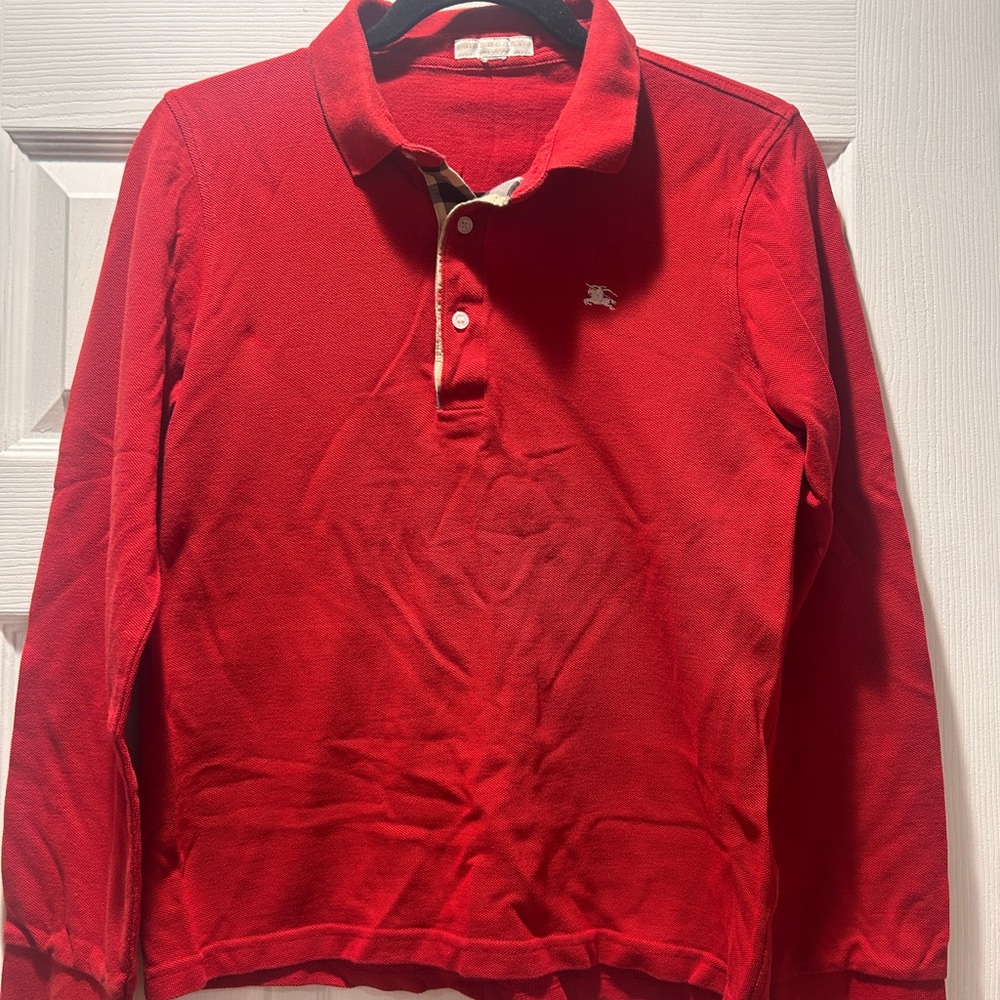 Burberry | Red, Collared Long Sleeve Size S-M